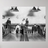 Pista de Boliche Arcade, 1909. Foto Antiga