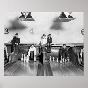 Pôster Pista de Boliche Arcade, 1909. Foto Antiga