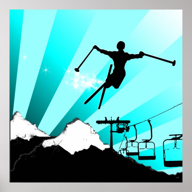 Poster pista de esqui em pó (Frente)