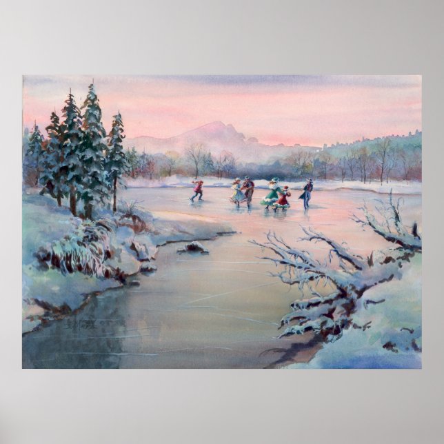 POSTER PISTA DE GELO E PISCÕES DE NEVE DE SHARON SHARPE (Frente)