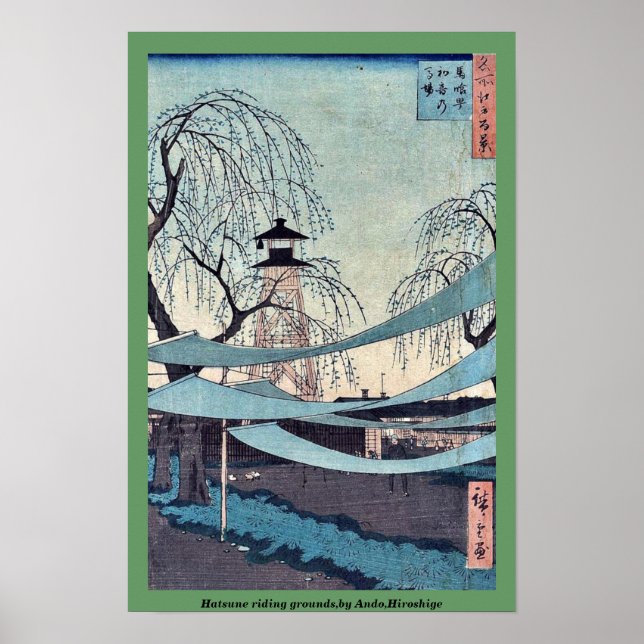 Pôster Pistas de chapéu, por Ando,Hiroshige (Frente)