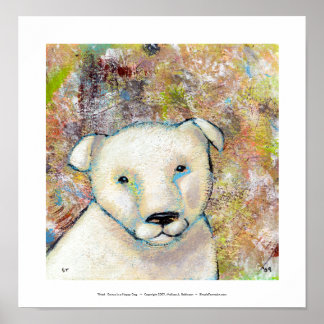 Poster Pit bull bulldog art painting Brutus is Happy Dog