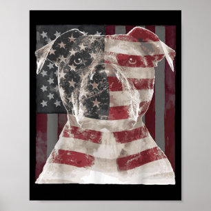 Poster Pit Bull EUA Bandeira Americana 4 De Julho
