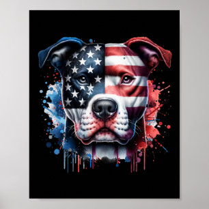 Poster Pitbull 4 de julho Bandeira Americana Gles Patriót