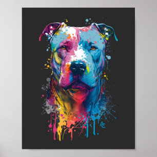 Poster Pitbull Americano - Splash de Tinta de Grafite Neo