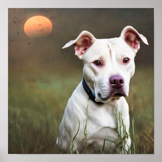 Poster Pitbull Branco (Frente)