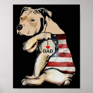 Poster Pitbull Eu Amo Pai Tatuagem Dia dos Pais