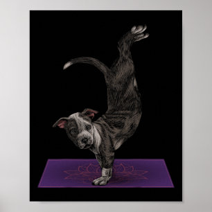 Poster Pitbull Fazendo Yoga Meditação Zen Namaste Cachorr
