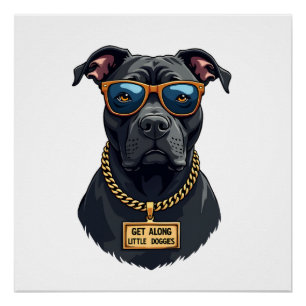 Pôster Pitbull Legal Antigo e Legal de Óculos de Sol com