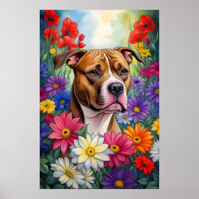 Poster Pitbull no Jardim Flor (Frente)
