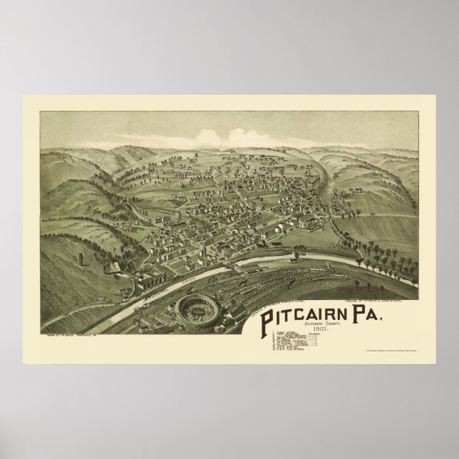 Pôster Pitcairn, PA Panorâmica - 1901 (Frente)