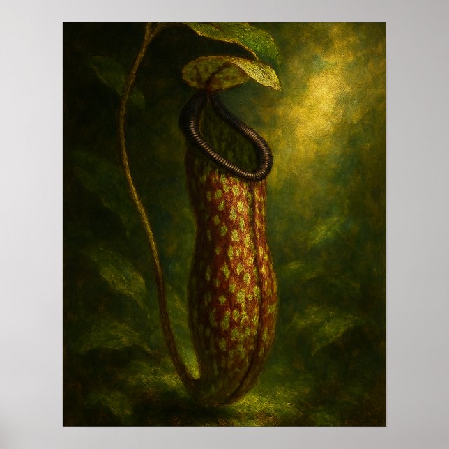 Poster Pitcher Plant: Toxic Elegance Impressionist Art (Frente)