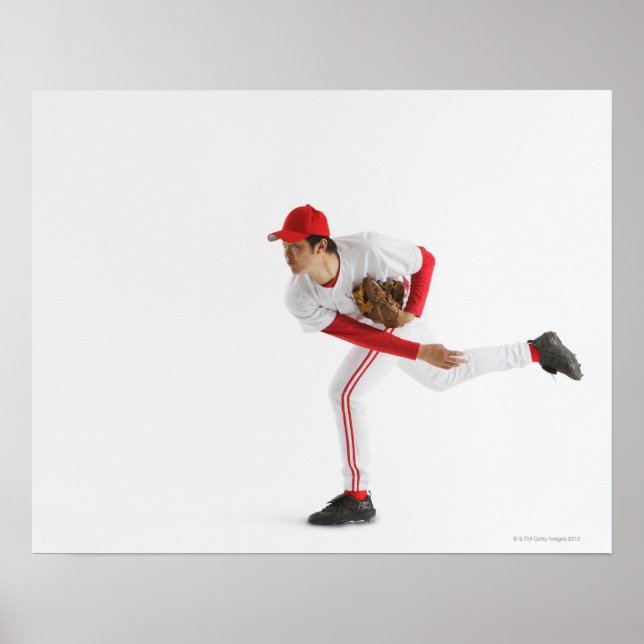 Poster Pitcher Throwing Baseball (Frente)