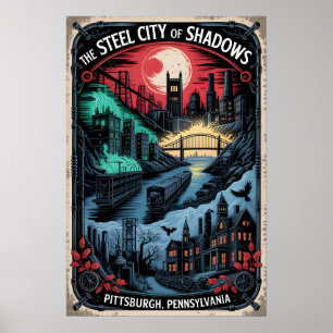Poster Pittsburgh Assombrada, PA Cidade do Aço das Sombra