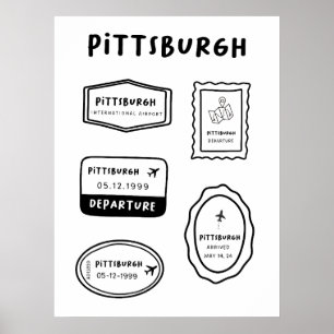 Poster Pittsburgh - Coleção de Carimbo de Viagem   Minima