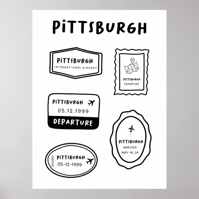 Poster Pittsburgh - Coleção de Carimbo de Viagem | Minima (Frente)