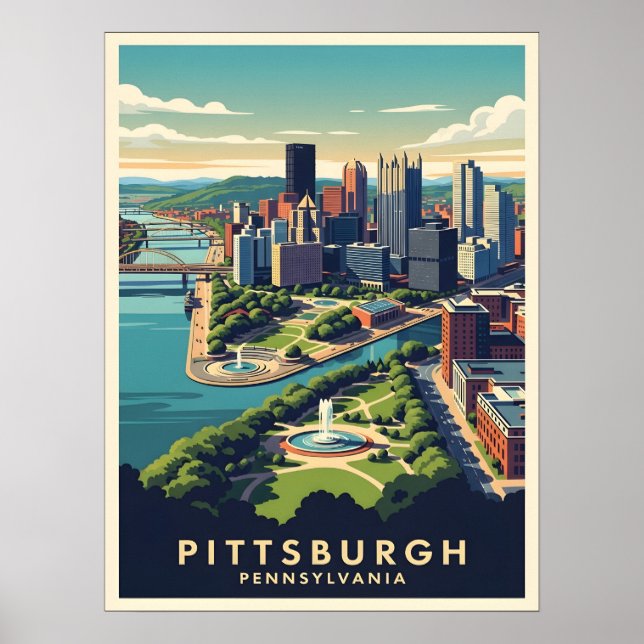Poster Pittsburgh, Pennsylvania Skyline (Frente)