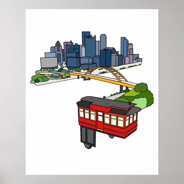 Poster Pittsburgh Pennsylvania Steel City Skyline Art Can (Frente)