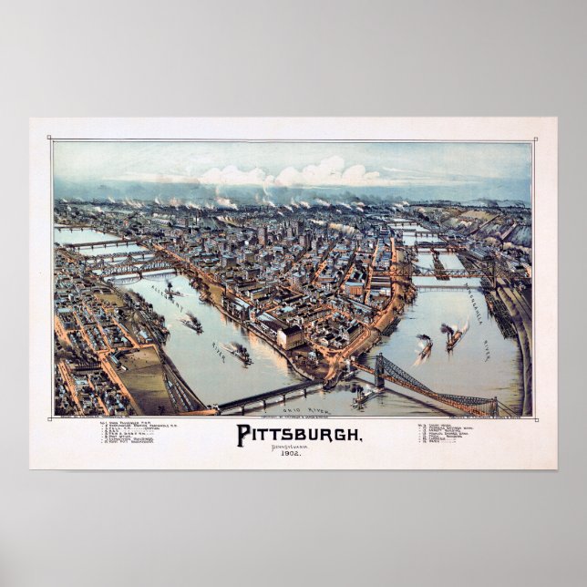 Poster Pittsburgh Pensilvânia 1902 (Frente)