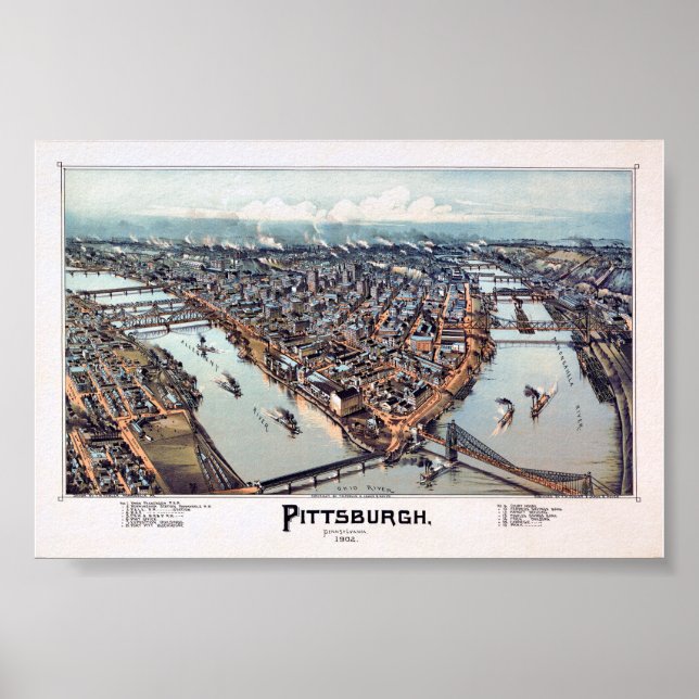 Poster Pittsburgh Pensilvânia 1902 (Frente)