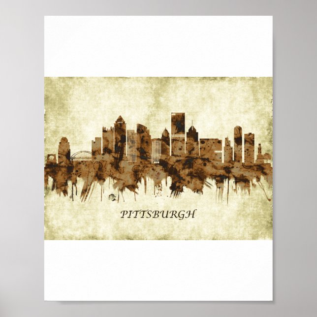 Poster Pittsburgh Pensilvânia Cityscape (Frente)