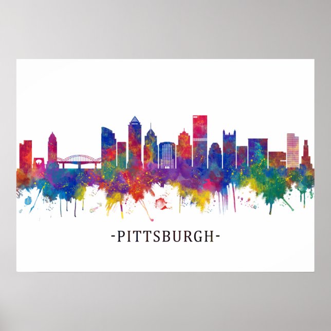 Poster Pittsburgh Pensilvânia Skyline (Frente)