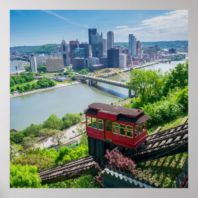 Poster Pittsburgh Pensilvânia Steel City Skyline Incline (Frente)