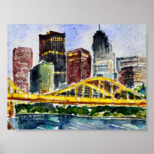 Poster Pittsburgh Pintor de aquarela