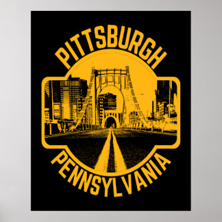 Poster Pittsburgh Steel City Skyline Bridge Pensilvânia