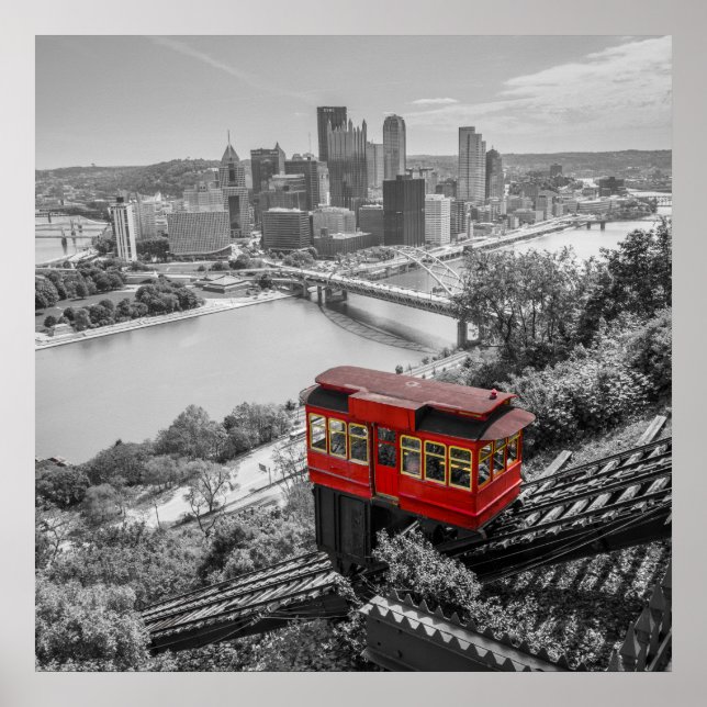 Poster Pittsburgh Steel City Skyline Fotografia Incline (Frente)