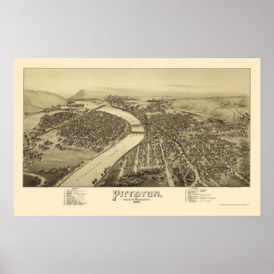 Pôster Pittston, PA Panorâmica - 1892