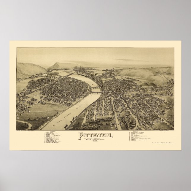 Pôster Pittston, PA Panorâmica - 1892 (Frente)