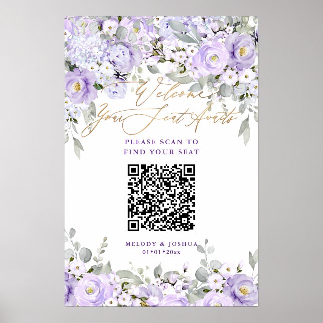 Poster PixDezines Assento QR Hyde Roxo Elegante (Frente)