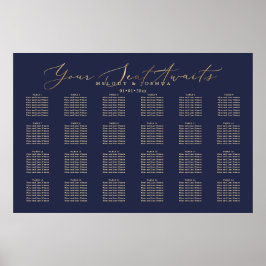 Poster PixDezines Azul-Marinho Falsa Caligrafia a Ouro, A