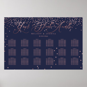 Poster PixDezines Azul Marinho+Rosa Dourado Script, Carta