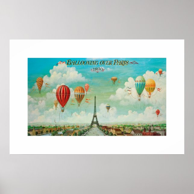 Pôster PixDezines balão antigo sobre paris (Frente)