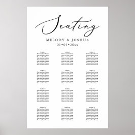 Poster PixDezines Caligrafia Elegante, Cartão de Assentos