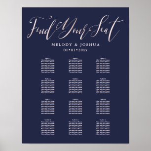 Poster PixDezines Caligrafia Moderna Azul-Marinho, Carta