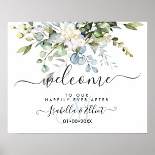 Poster PixDezines Elegante Eucalipto Azul Bem-vindo
