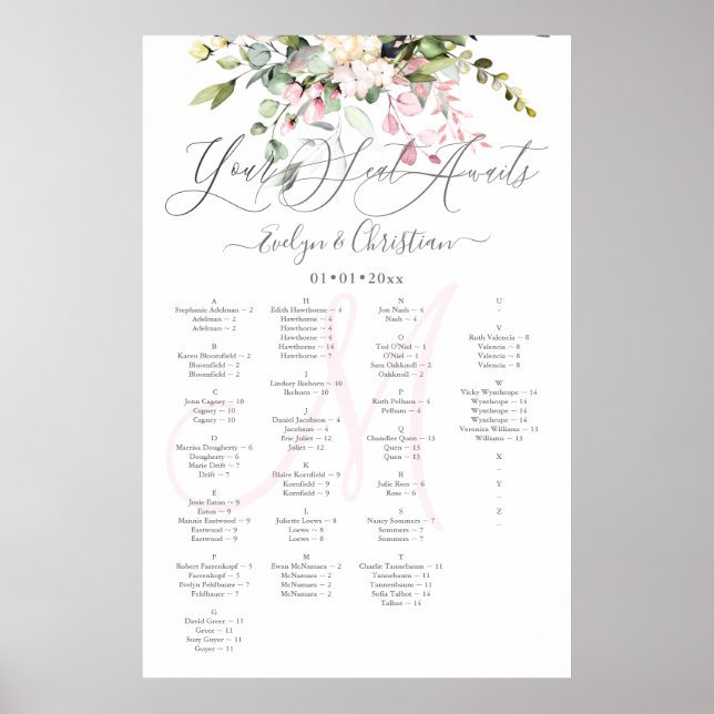 Poster PixDezines Elegante Rosa Bege Eucalipto (Frente)