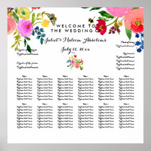 Pôster PixDezines Floral Aquarela/Plano de Assentos