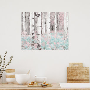 Poster PixDezines Floresta de Bétula de Inverno Cama de S