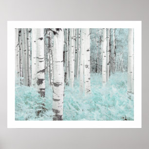 Poster PixDezines Floresta de Bétula Prateada Cama de Fet
