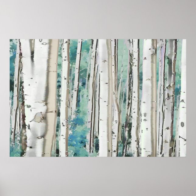 Poster PixDezines Floresta de Bétula Prateada de Inverno  (Frente)