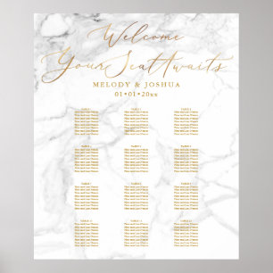 Poster PixDezines Marble+Faux Dourado Script, Gráfico de 