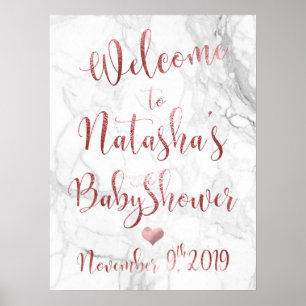 Poster PixDezines Marble/Faux Rosa Dourado #Babyshower We