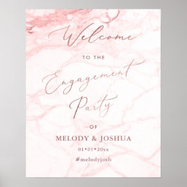 Poster PixDezines Mármore Dourado Rosa  Bem-vindo Noivado