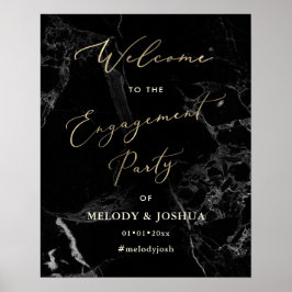 Poster PixDezines Mármore + Falso Ouro Sinal de Boas-Vind