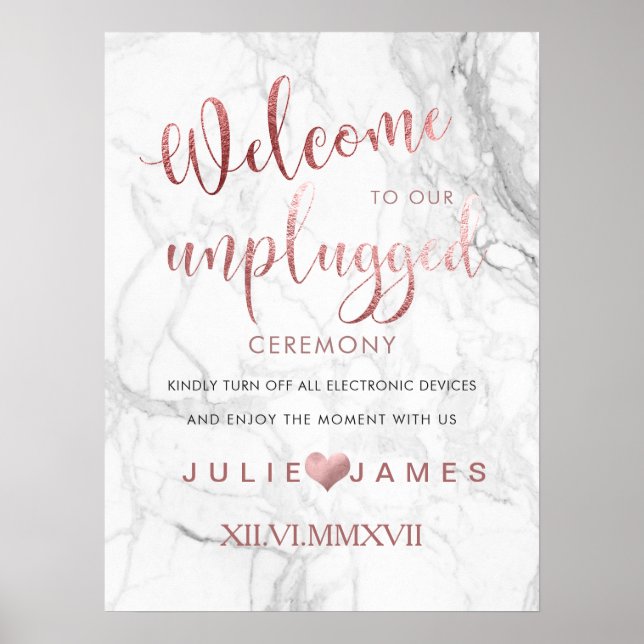 Poster PixDezines Mármore/Rose Dourado Falso/#DESCONECTAD (Frente)