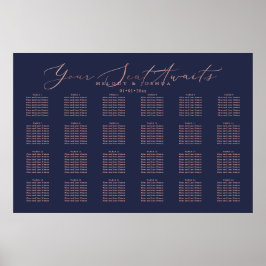 Poster PixDezines Navy+Rose Gold Script, Mapa de Assentos